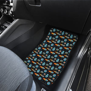 Astronaut And Space Pixel Pattern Print Front and Back Car Floor Mats