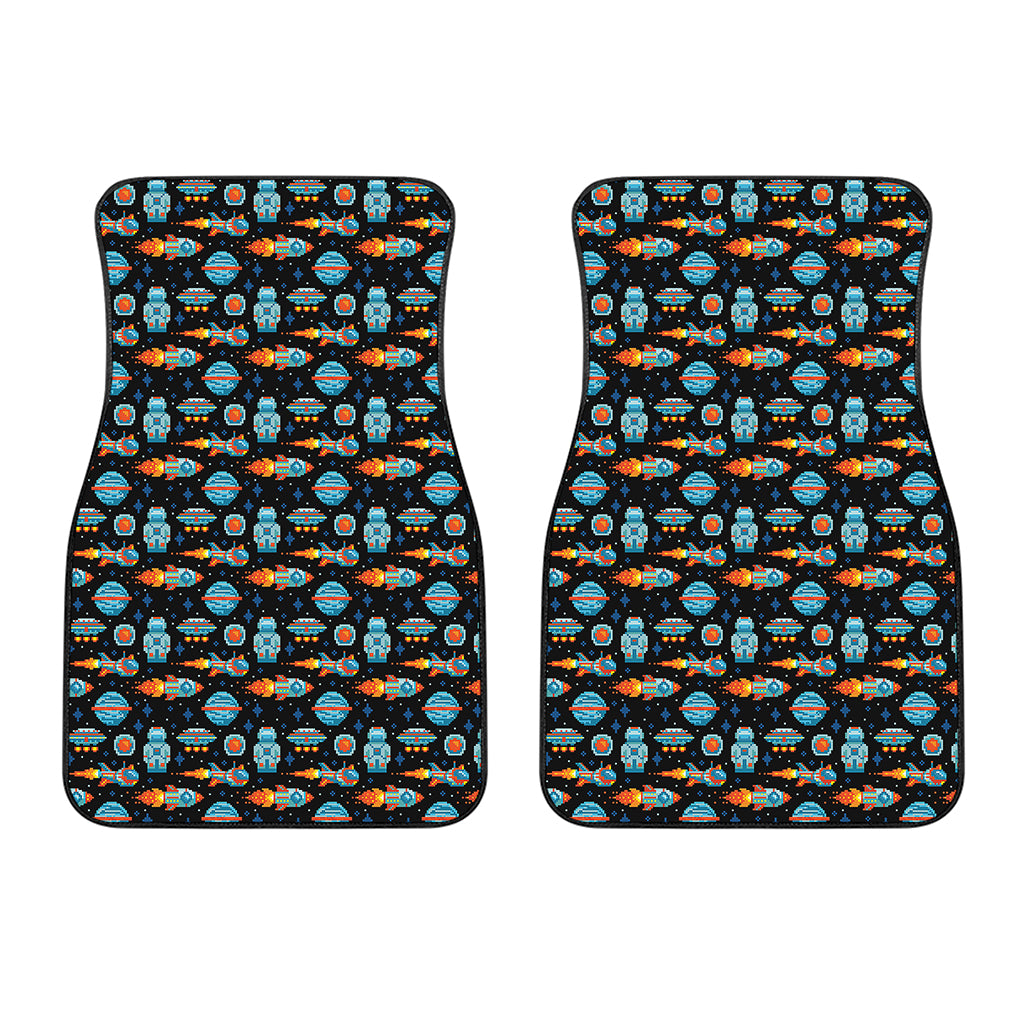 Astronaut And Space Pixel Pattern Print Front Car Floor Mats