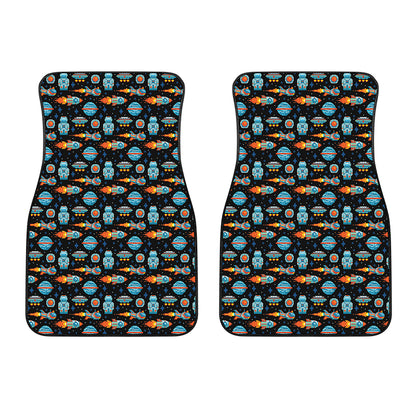 Astronaut And Space Pixel Pattern Print Front Car Floor Mats