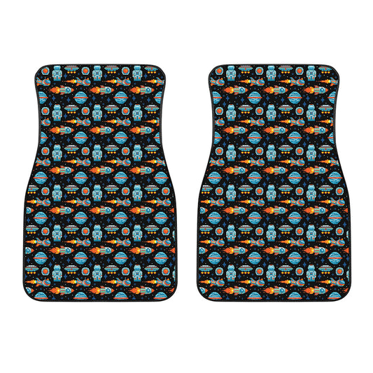 Astronaut And Space Pixel Pattern Print Front Car Floor Mats