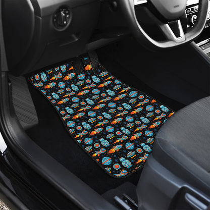 Astronaut And Space Pixel Pattern Print Front Car Floor Mats