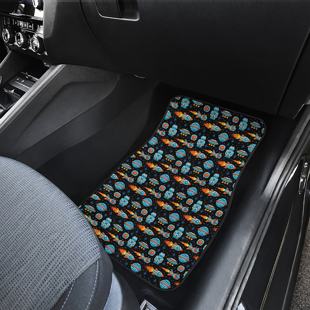 Astronaut And Space Pixel Pattern Print Front Car Floor Mats