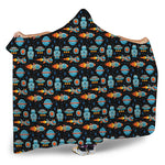 Astronaut And Space Pixel Pattern Print Hooded Blanket