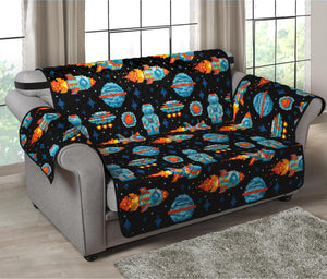 Astronaut And Space Pixel Pattern Print Loveseat Protector