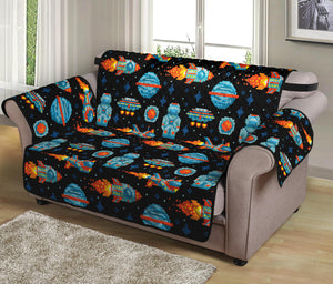 Astronaut And Space Pixel Pattern Print Loveseat Protector