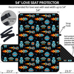 Astronaut And Space Pixel Pattern Print Loveseat Protector