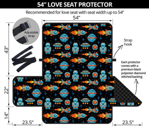 Astronaut And Space Pixel Pattern Print Loveseat Protector