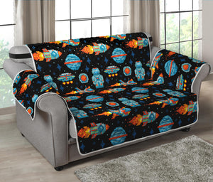 Astronaut And Space Pixel Pattern Print Loveseat Protector