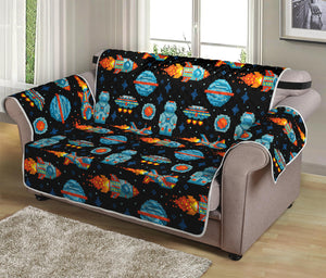 Astronaut And Space Pixel Pattern Print Loveseat Protector