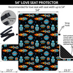 Astronaut And Space Pixel Pattern Print Loveseat Protector