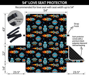 Astronaut And Space Pixel Pattern Print Loveseat Protector