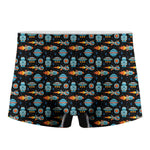 Astronaut And Space Pixel Pattern Print Men's Boxer Briefs