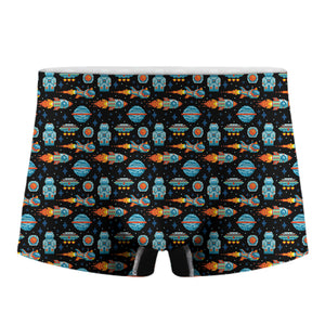 Astronaut And Space Pixel Pattern Print Men's Boxer Briefs