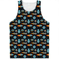 Astronaut And Space Pixel Pattern Print Men's Tank Top