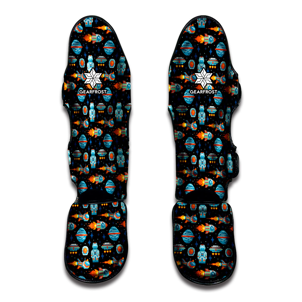 Astronaut And Space Pixel Pattern Print Muay Thai Shin Guard