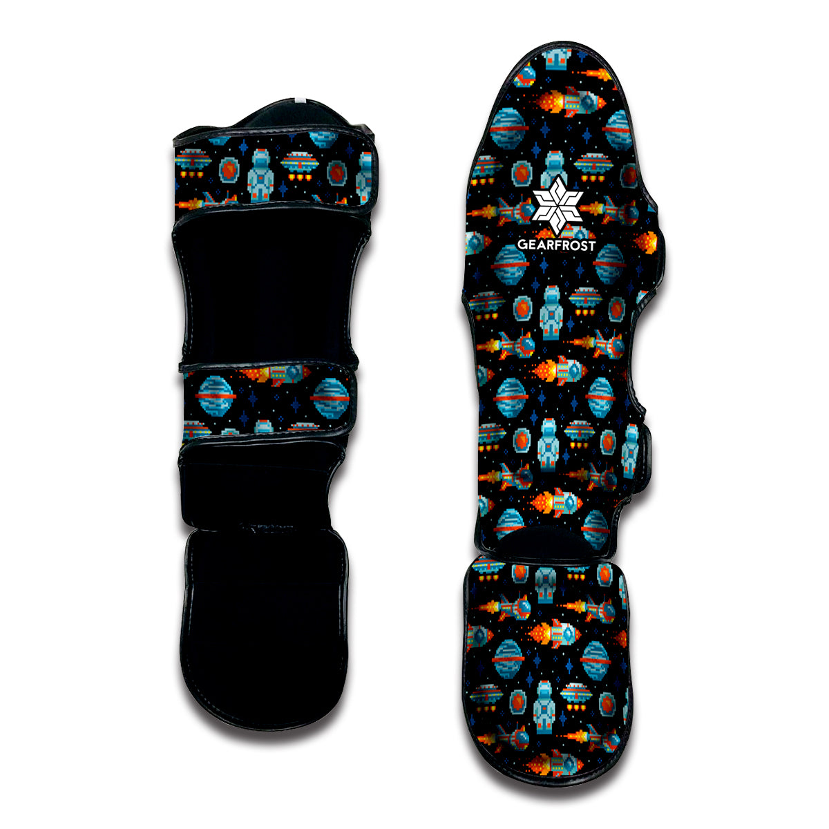 Astronaut And Space Pixel Pattern Print Muay Thai Shin Guard
