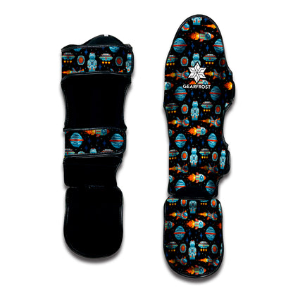 Astronaut And Space Pixel Pattern Print Muay Thai Shin Guard