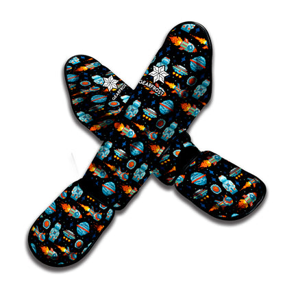 Astronaut And Space Pixel Pattern Print Muay Thai Shin Guard