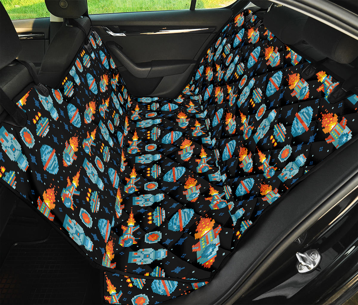 Astronaut And Space Pixel Pattern Print Pet Car Back Seat Cover
