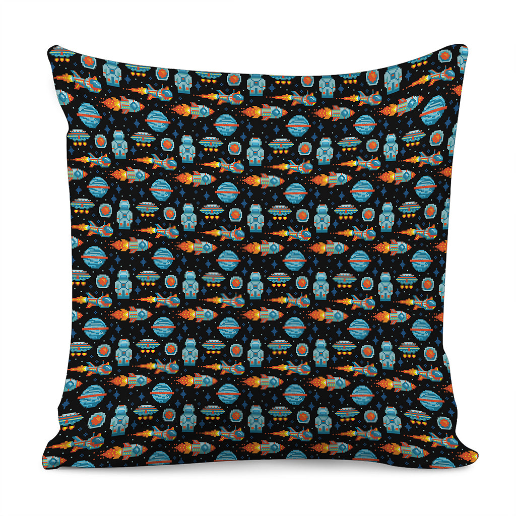 Astronaut And Space Pixel Pattern Print Pillow Cover