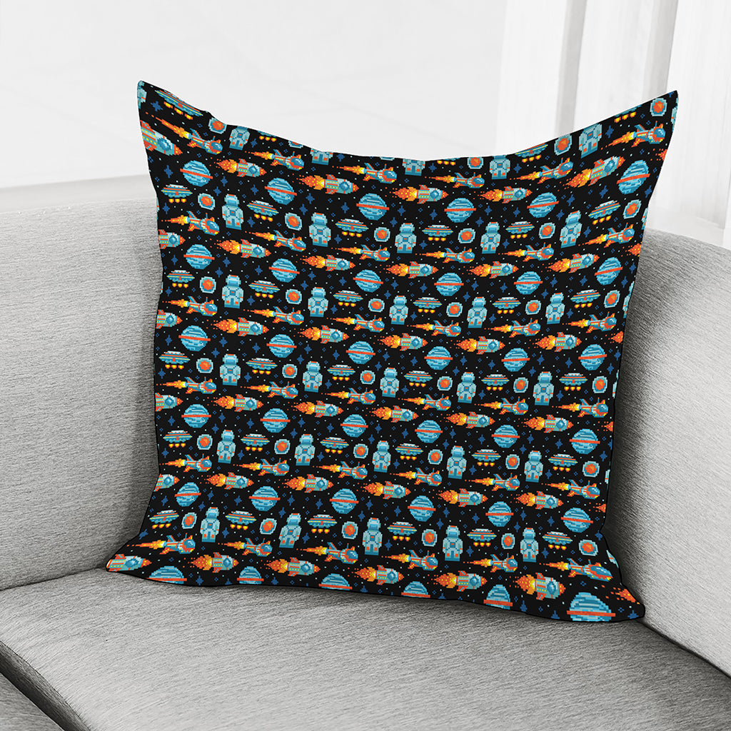 Astronaut And Space Pixel Pattern Print Pillow Cover