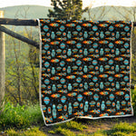 Astronaut And Space Pixel Pattern Print Quilt