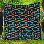 Astronaut And Space Pixel Pattern Print Quilt