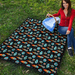 Astronaut And Space Pixel Pattern Print Quilt