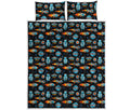 Astronaut And Space Pixel Pattern Print Quilt Bed Set