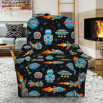 Astronaut And Space Pixel Pattern Print Recliner Slipcover