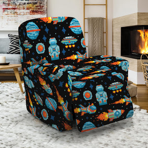 Astronaut And Space Pixel Pattern Print Recliner Slipcover