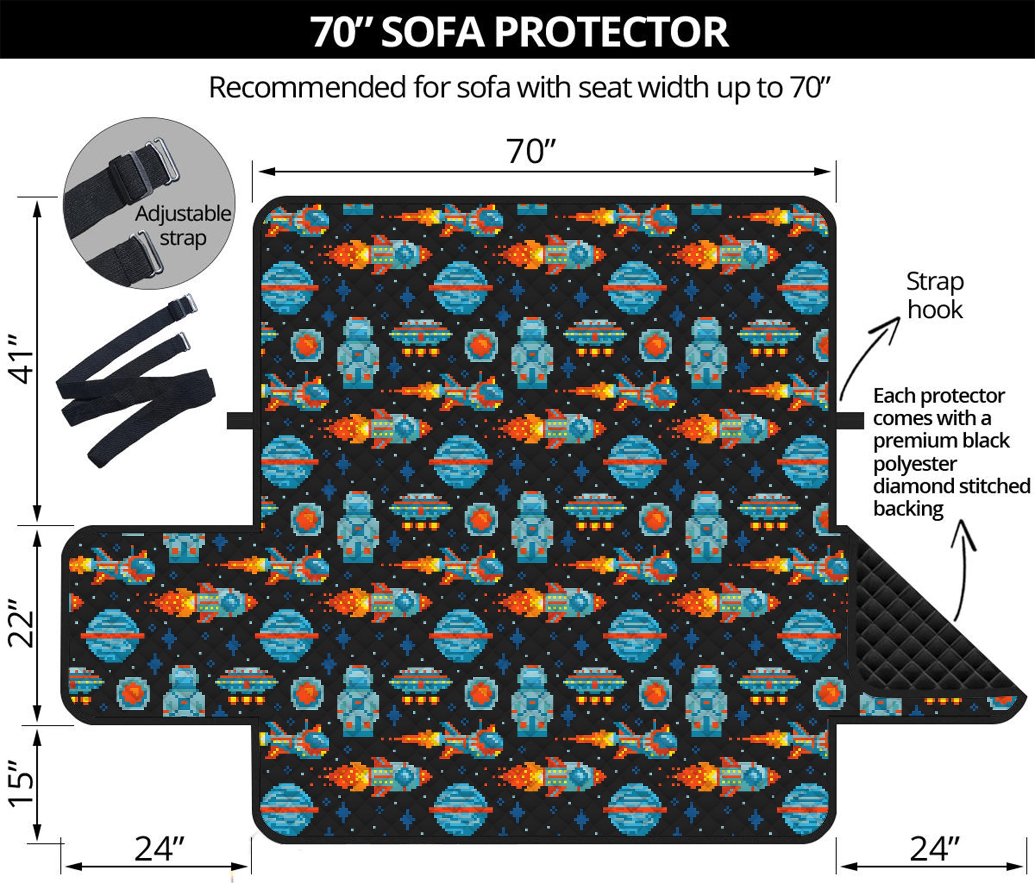 Astronaut And Space Pixel Pattern Print Sofa Protector