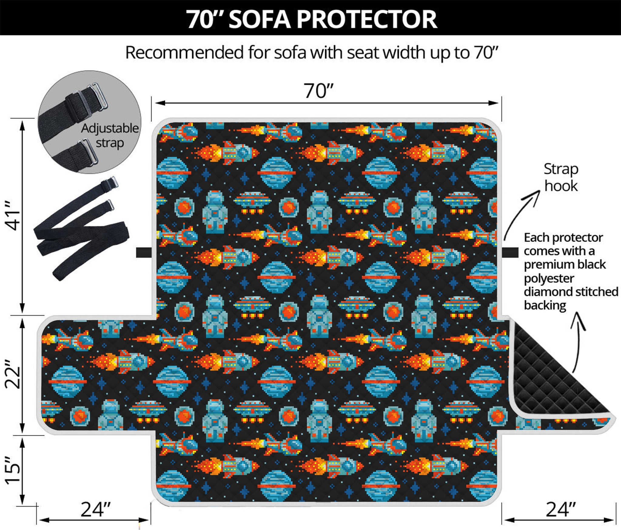 Astronaut And Space Pixel Pattern Print Sofa Protector