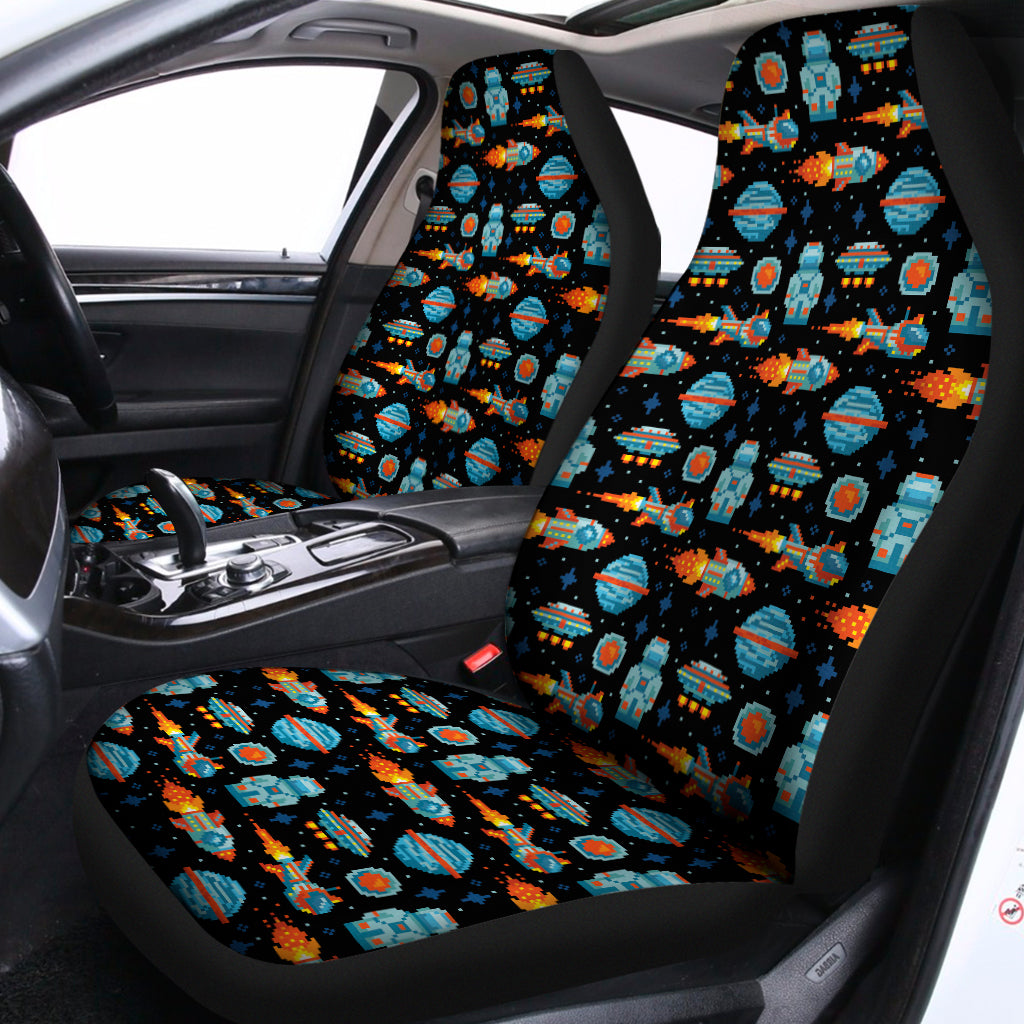 Astronaut And Space Pixel Pattern Print Universal Fit Car Seat Covers