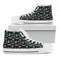 Astronaut And Space Pixel Pattern Print White High Top Sneakers