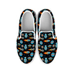 Astronaut And Space Pixel Pattern Print White Slip On Shoes