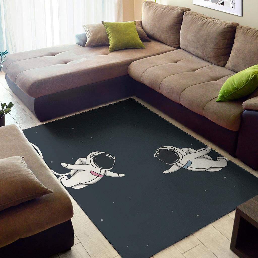Astronaut Couple In Space Print Area Rug