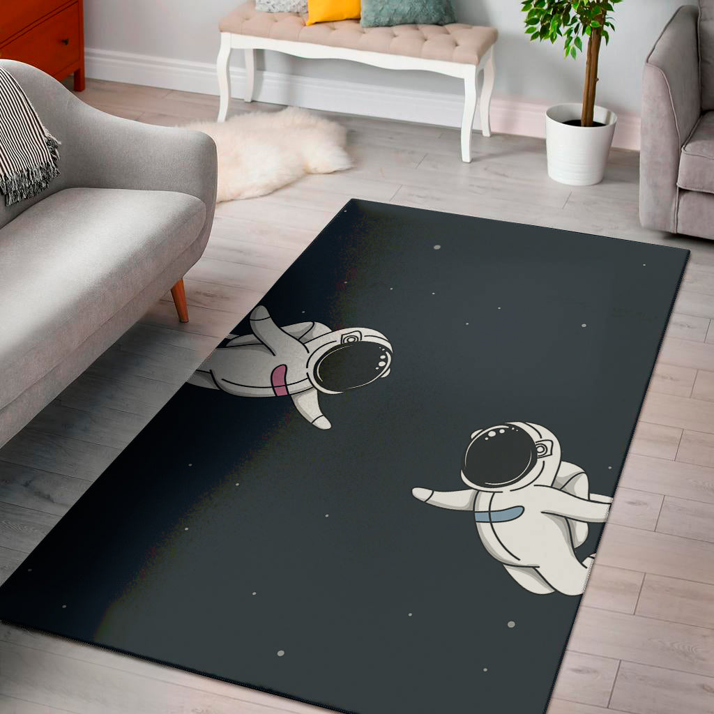 Astronaut Couple In Space Print Area Rug