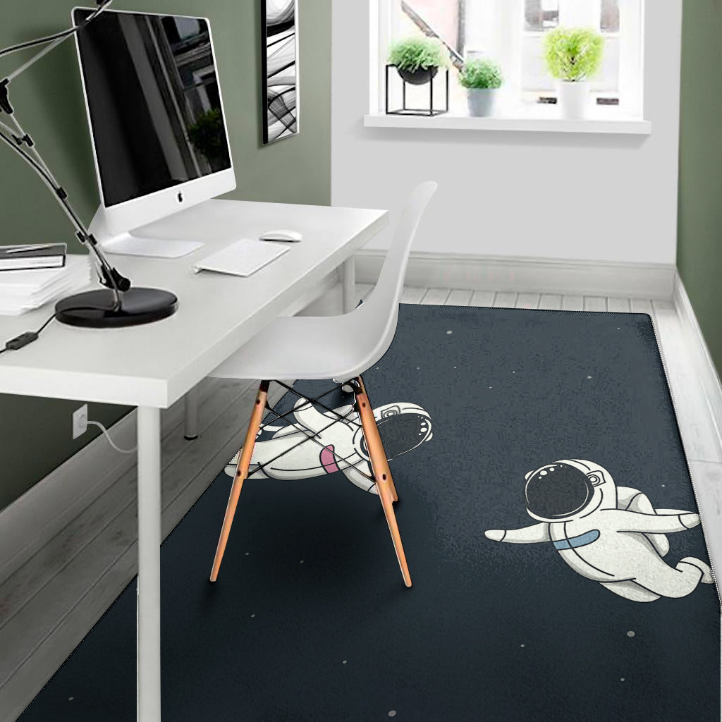 Astronaut Couple In Space Print Area Rug