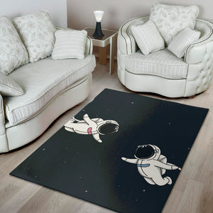 Astronaut Couple In Space Print Area Rug