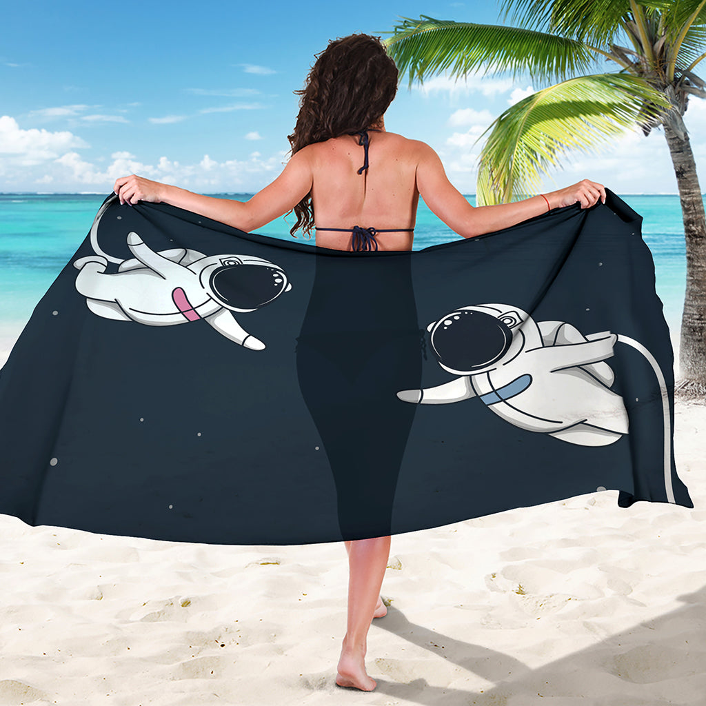 Astronaut Couple In Space Print Beach Sarong Wrap