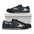 Astronaut Couple In Space Print Black Low Top Sneakers