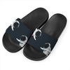 Astronaut Couple In Space Print Black Slide Sandals