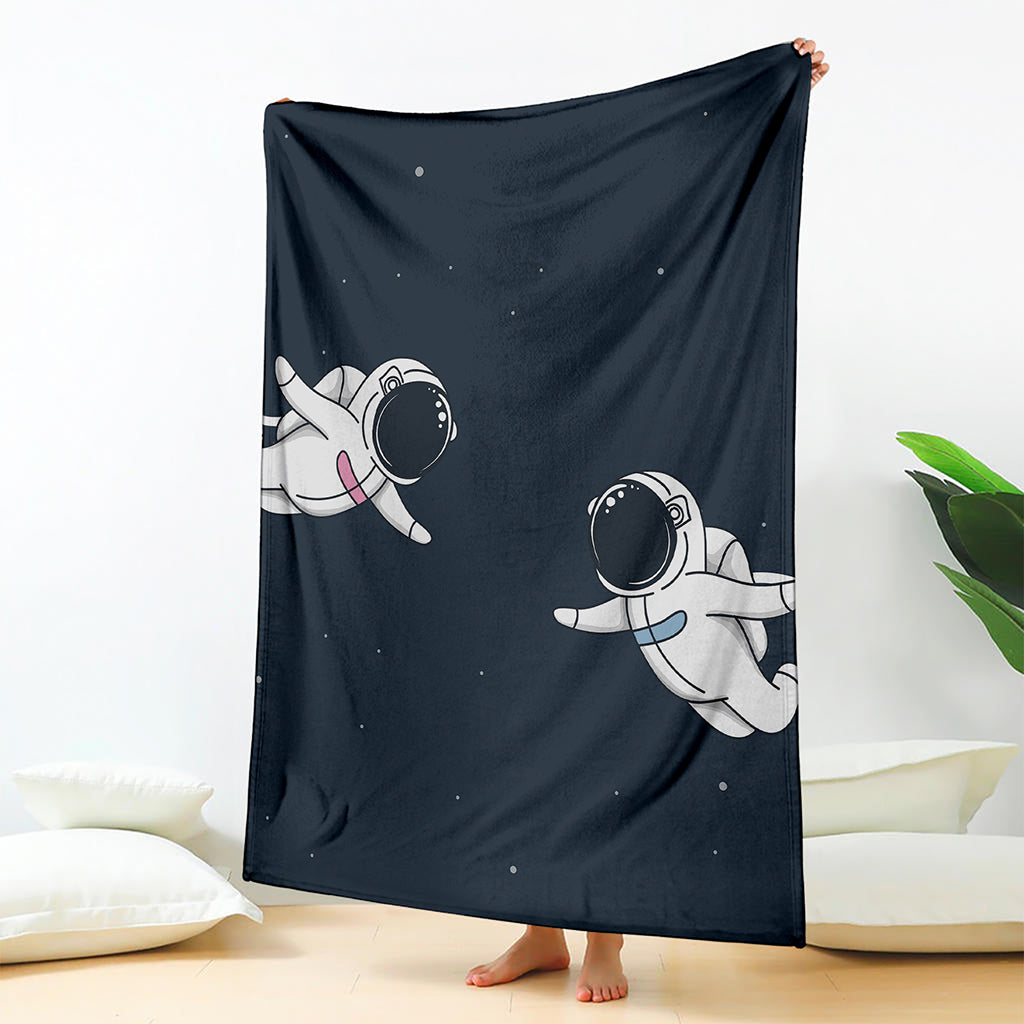 Astronaut Couple In Space Print Blanket