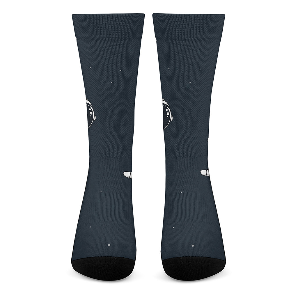 Astronaut Couple In Space Print Crew Socks