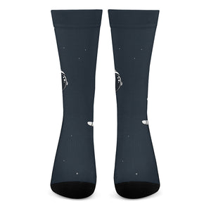 Astronaut Couple In Space Print Crew Socks