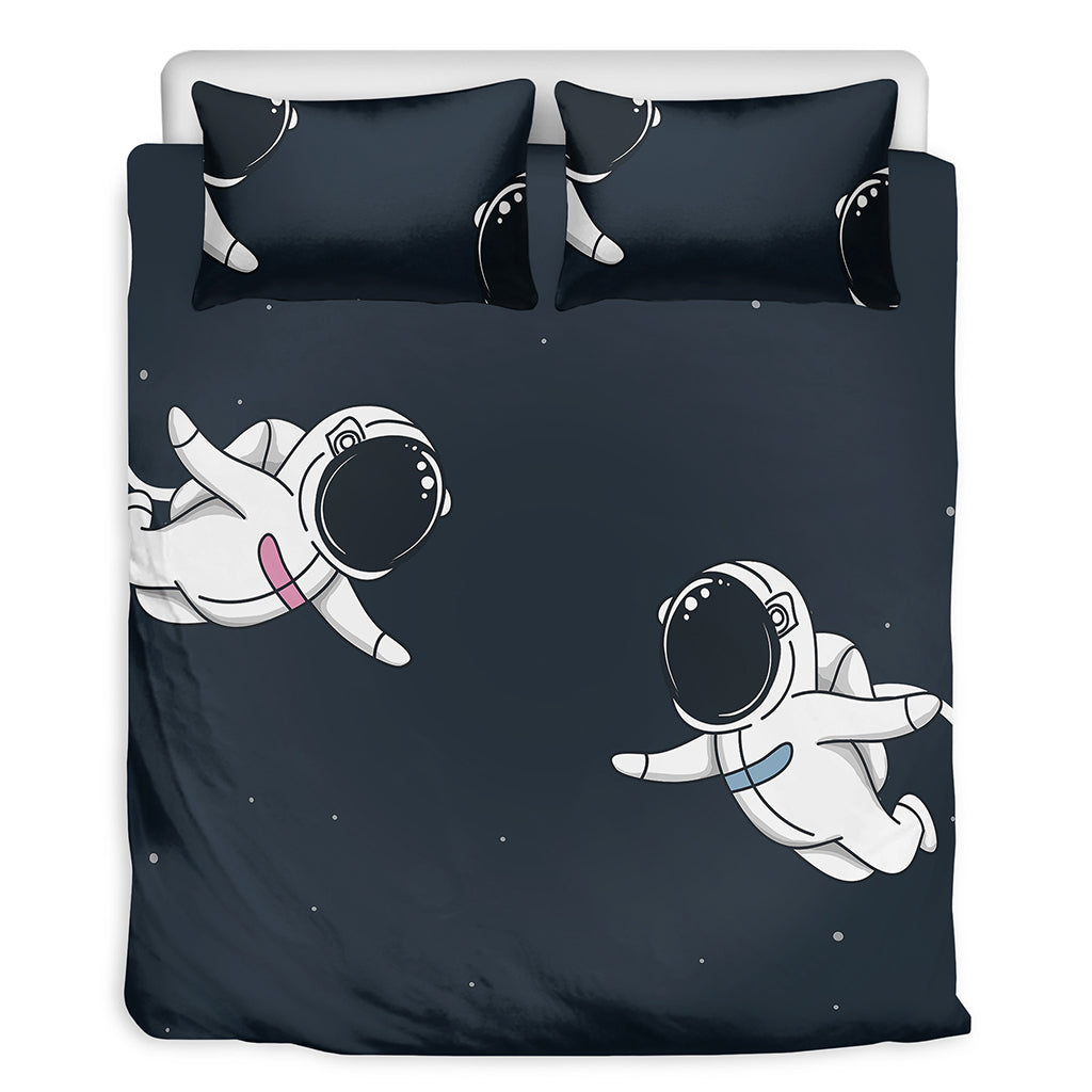 Astronaut Couple In Space Print Duvet Cover Bedding Set