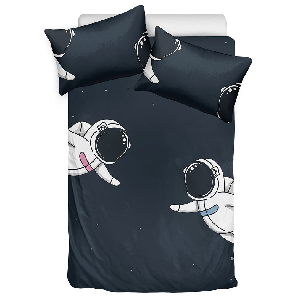 Astronaut Couple In Space Print Duvet Cover Bedding Set