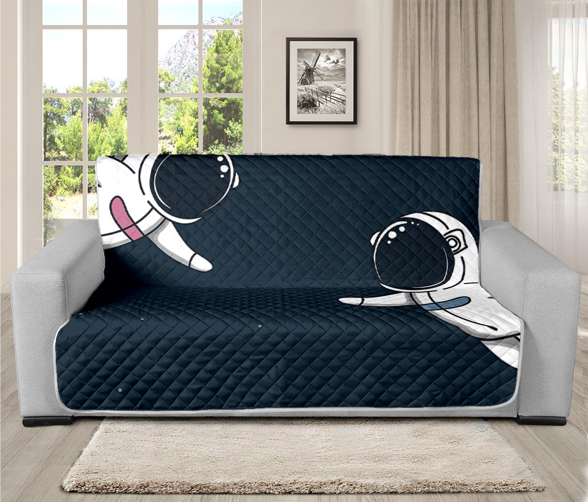 Astronaut Couple In Space Print Futon Protector