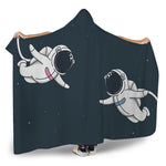 Astronaut Couple In Space Print Hooded Blanket